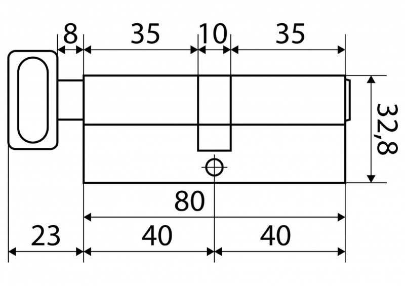 Механизм цилиндровый мат.никель перф.ключ/верт. MAX 80 (40х40В) SN 5кл (80,10) Стандарт