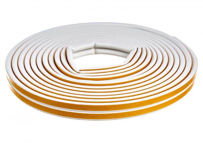 Уплотнитель бытовой резиновый WALLS D-профиль самоклеющийся белый 10м