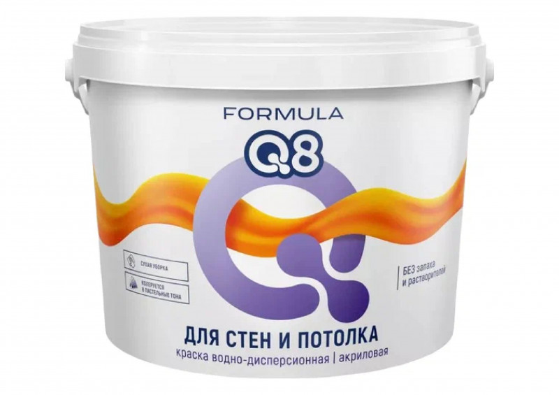 Краска ВД для стен и потолков белая матовая 2.7кг FORMULA Q8