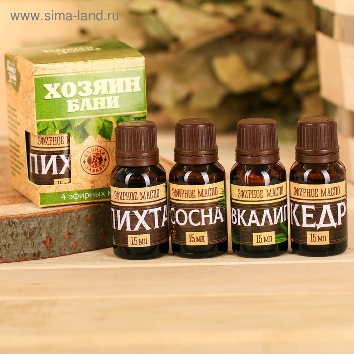 Набор эфирных масел "Хозяин бани" 4 шт 15мл