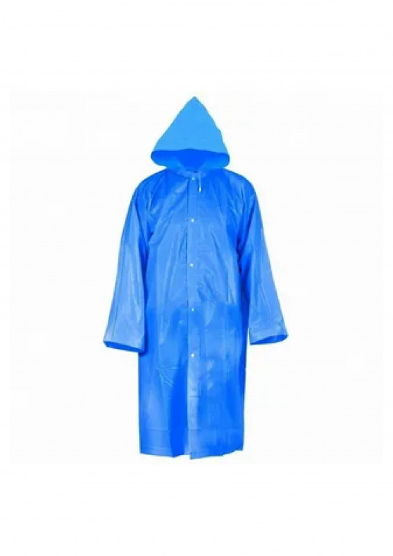 Дождевик с капюшоном на кнопках синий EVA