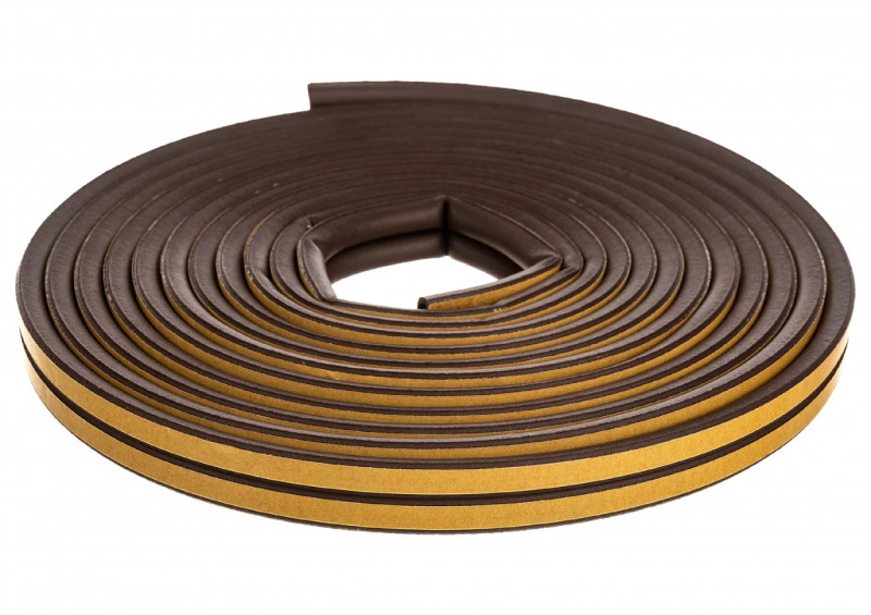 Уплотнитель бытовой резиновый WALLS D-профиль самоклеющийся коричневый 10м