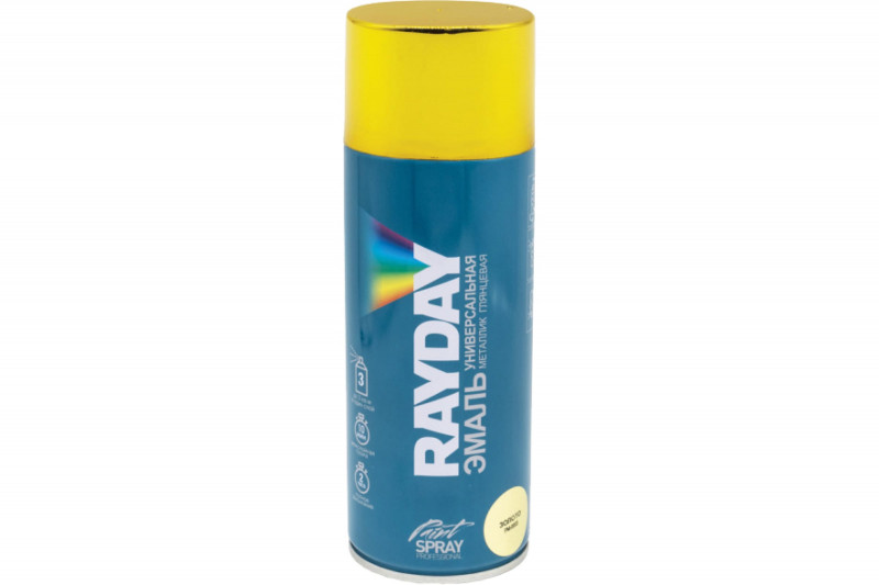 Эмаль аэрозольная акриловая RD-016 RAL9003 520мл металлик золото RAYDAY