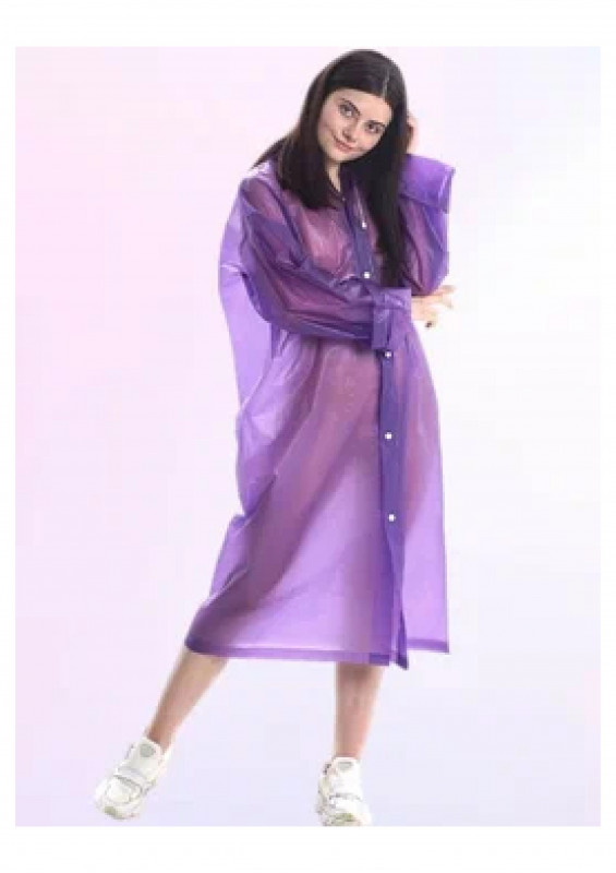 Дождевик с капюшоном на кнопках фиолетовый EVA