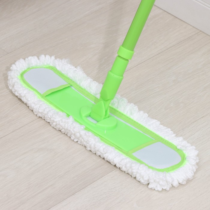 Швабра для мытья пола плоская,насадка из микрофибры 38х8см,телескопическая ручка 77-128см