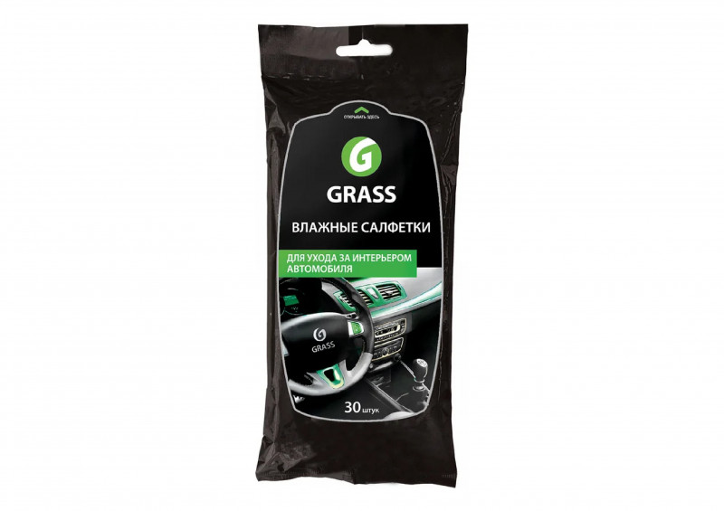 Салфетки влажные для ухода автомобиля Grass